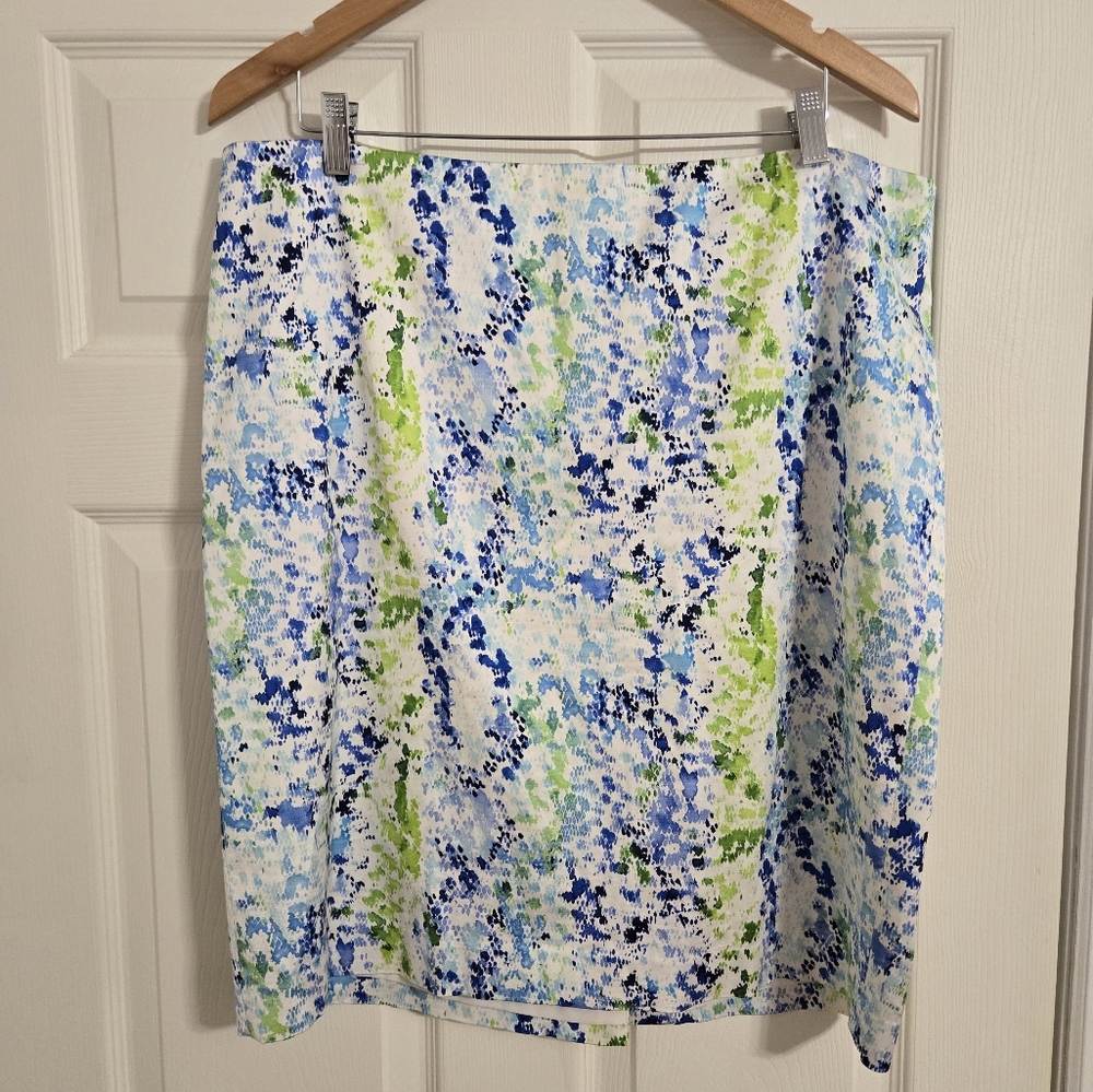 Ann Taylor blue green Snakeskin pencil skirt size 18